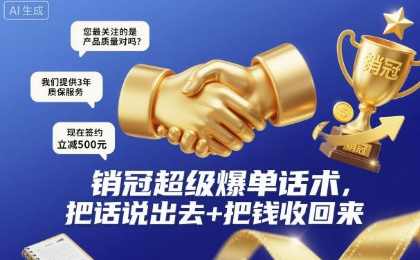 销冠超级爆单话术，把话说出去+把钱收回来-渡漳网