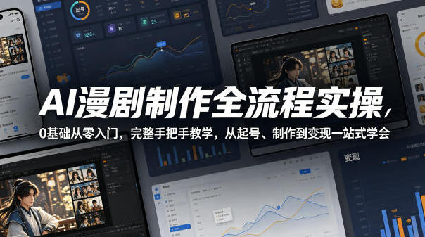 AI漫剧制作全流程实操，0基础从零入门从起号、制作到变现-渡漳网