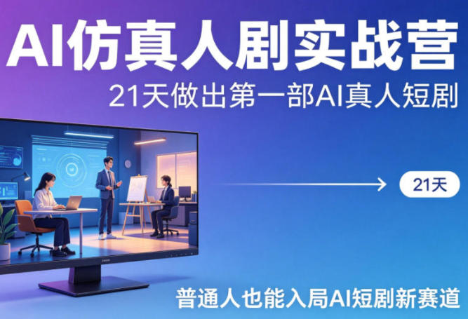 AI仿真人剧实战营，21天做出第一部AI真人短剧-渡漳网