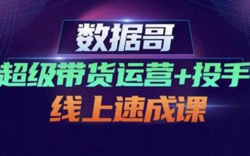 数据哥《超级带货运营+投手线上速成课》快速提升运营和熟悉学会投手技巧-渡漳网