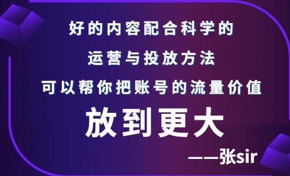 张sir《抖音账号流量增长课》告别海王流量,让你的流量更精准-渡漳网