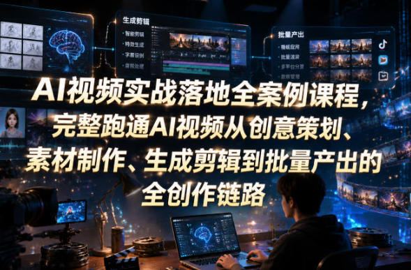 AI视频实战落地全案例课程，完整跑通AI视频从创意策划、素材制作-渡漳网