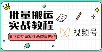 《视频号批量搬运实战赚钱教程》傻瓜式批量制作高质量内容-渡漳网