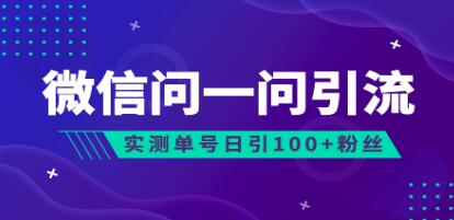 流量风口《微信问一问引流》可引流到公众号及视频号,实测单号日引流100+-渡漳网