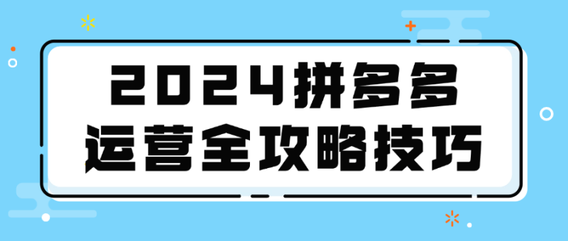 2024拼多多运营全攻略技巧-渡漳网