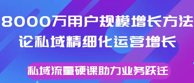 《8000万用户规模增长方法论》私域精细化运营增长,私域流量硬课助力业务跃迁-渡漳网