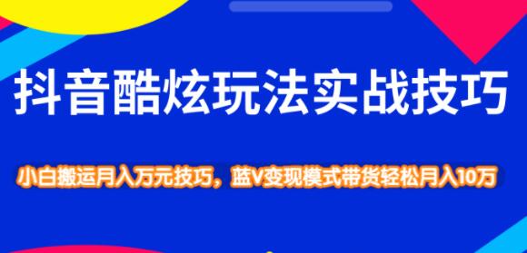 抖音酷炫玩法实战技巧,小白搬运月入万元技巧-渡漳网