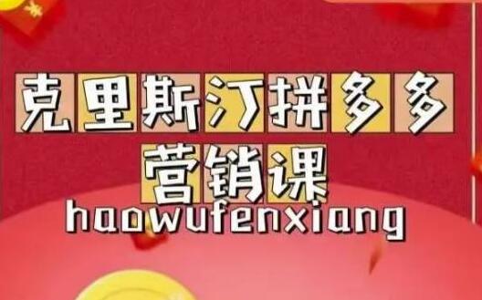 克里斯汀《拼多多运营课》适合小白初涉平台，低成本入门-渡漳网