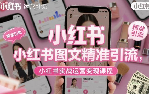 小红书图文精准引流，小红书实战运营变现课程-渡漳网
