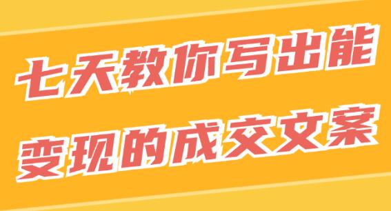 文案写作《七天教你写出能变现的成交文案》-渡漳网