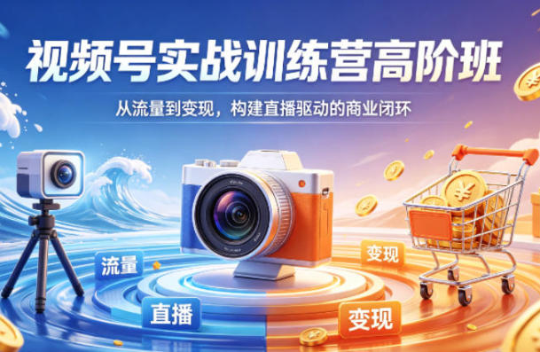 视频号实战训练营高阶班,从流量到变现,构建直播驱动的商业闭环-渡漳网
