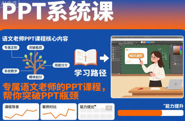 PPT系统课，专属语文老师的PPT课程，帮你突破PPT瓶颈-渡漳网