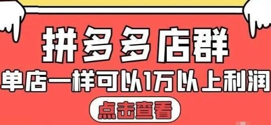 大凯电商《拼多多店群运营》单店一样可以产出1万5以上利润-渡漳网