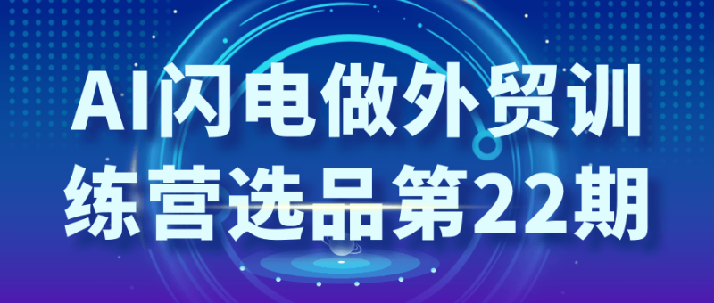 AI闪电做外贸训练营选品第22期-渡漳网