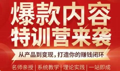 爆款内容特训营,从产品到变现,打造你的赚钱闭环-渡漳网