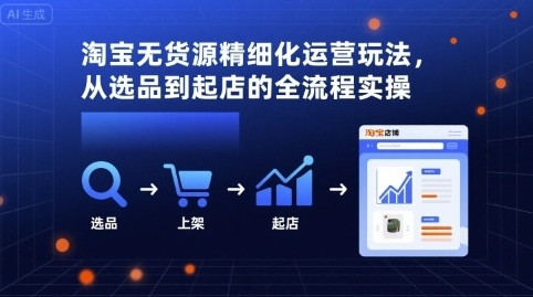 淘宝无货源精细化运营玩法，从选品到起店的全流程实操-渡漳网