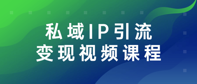 私域IP引流变现视频课程-渡漳网