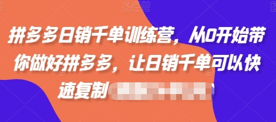 拼多多开年运营和低利润产品运营与最新玩法-渡漳网