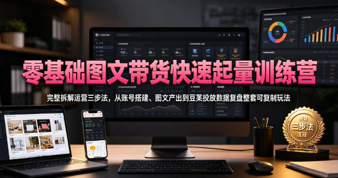 零基础图文带货快速起量训练营，从账号搭建、图文产出整套可复制玩法-渡漳网