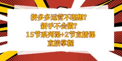 拼多多运营不理想?不会做《15节系列课+2节直播课》直接掌握-渡漳网