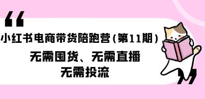 《小红书电商带货陪跑营》11期,无需囤货、无需直播、无需投流-渡漳网