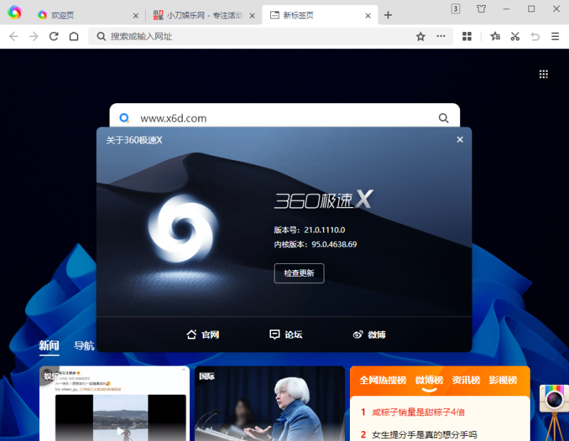 360极速浏览器X v23.1.1253.64绿色版-渡漳网