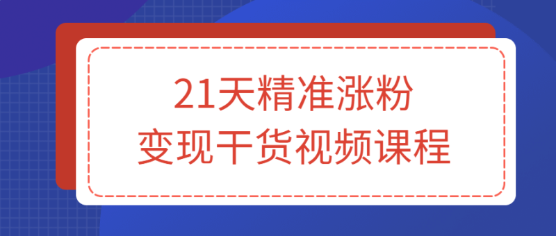 21天精准涨粉变现干货视频课程-渡漳网