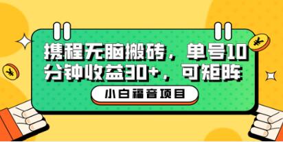 《携程无脑搬砖项目》单号操作10分钟收益30+,可矩阵可放大-渡漳网