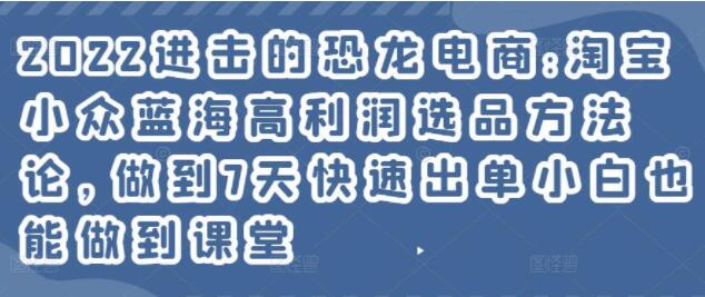 《淘宝小众蓝海高利润选品方法论》做到7天快速出单小白也能做到-渡漳网