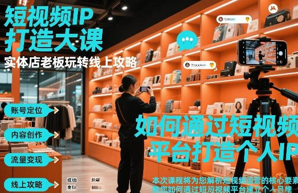 短视频ip打造大课,实体店老板玩转线上攻略-渡漳网