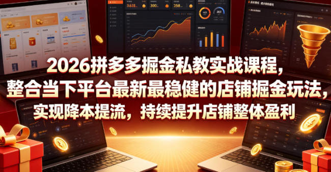 拼多多掘金私教实战课程，稳健的店铺掘金玩法-渡漳网