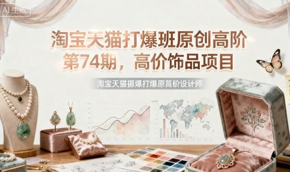 淘宝天猫打爆班原创高阶第74期，高价饰品项目-渡漳网