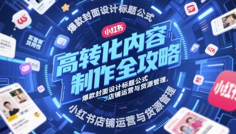 小红书店铺运营与货源管理,高转化内容制作全攻略,爆款封面设计-渡漳网