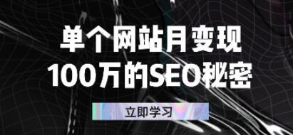单个网站月变现《100万的SEO秘密》-渡漳网