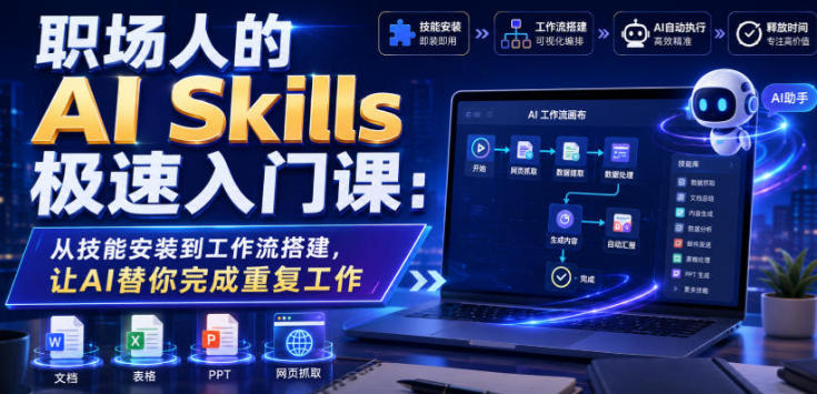 职场人的AI Skills极速入门课 让AI替你完成重复工作-渡漳网