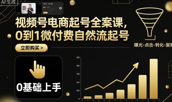 视频号电商起号全案课，0到1微付费自然流起号-渡漳网