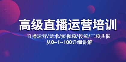 《高级直播运营培训》直播运营/话术/短视频/投流/三频共振 从0~1~100详细讲解-渡漳网