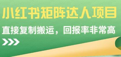 《小红书矩阵达人项目》直接复制搬运，回报率非常高-渡漳网