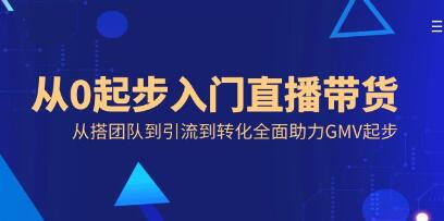 《从0起步入门直播带货》从搭团队到引流到转化全面助力GMV起步-渡漳网