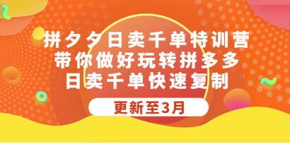 《拼多多日销千单训练营》从0开始带你做好拼多多，日销千单快速复制-渡漳网