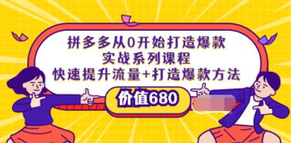 《拼多多从0开始打造爆款实战系列课程》快速提升流量+打造爆款方法-渡漳网