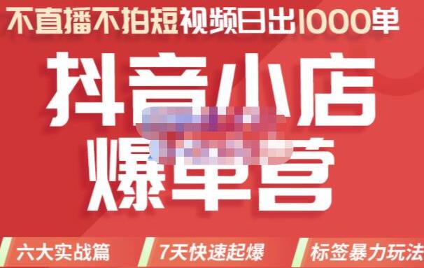 推易电商《抖音小店爆单营》不直播、不拍短视频、日出1000单,暴力玩法-渡漳网