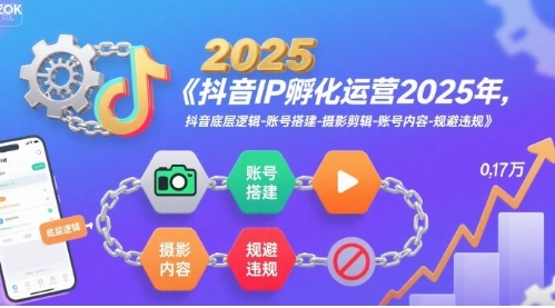 抖音IP孵化运营，抖音底层逻辑-账号搭建-摄影剪辑-渡漳网