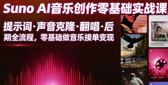 Suno AI音乐创作实战课，零基础做音乐接单变现-渡漳网