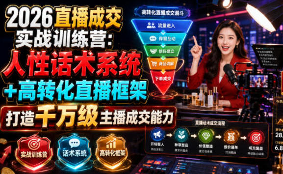 直播成交实战训练营:人性话术系统+高转化直播框架-渡漳网
