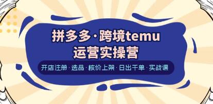 《拼多多跨境temu运营实操营》开店注册・选品・核价上架・日出千单・实战课-渡漳网