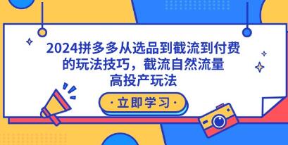 《拼多多从选品到截流到付费的玩法技巧》自然流量玩法，高投产玩法-渡漳网