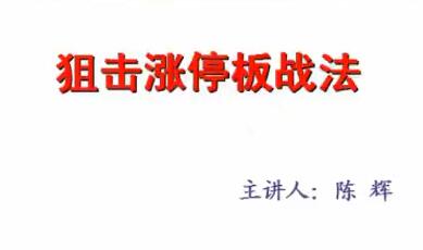 陈辉《狙击涨停板战法》视频教程-渡漳网