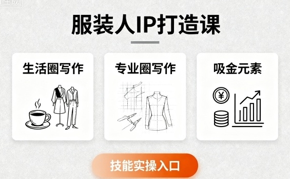 服装人IP打造课,文案创富+生活圈写作+专业圈写作-渡漳网