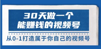 《30天做一个能赚钱的视频号》从0-1打造属于你自己的视频号-渡漳网